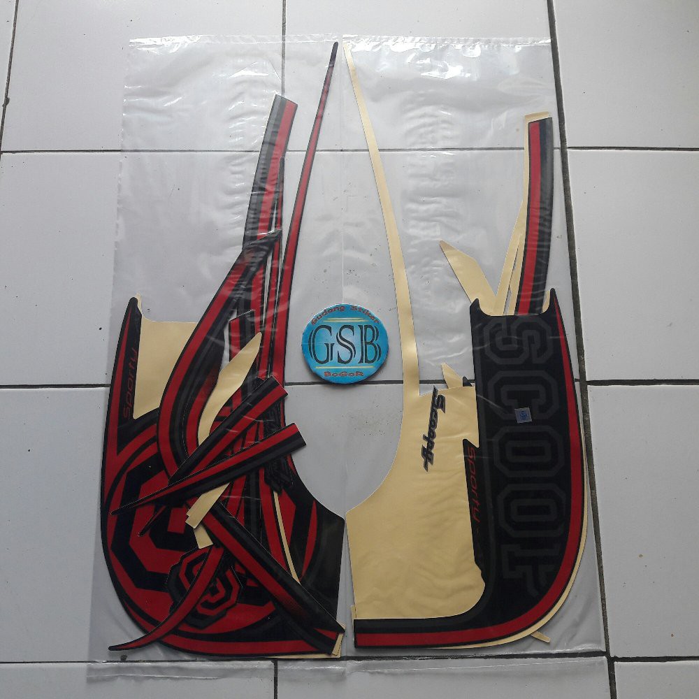 Variasi Stiker Motor Honda Scoopy 2014 Hitam Merah Shopee Indonesia