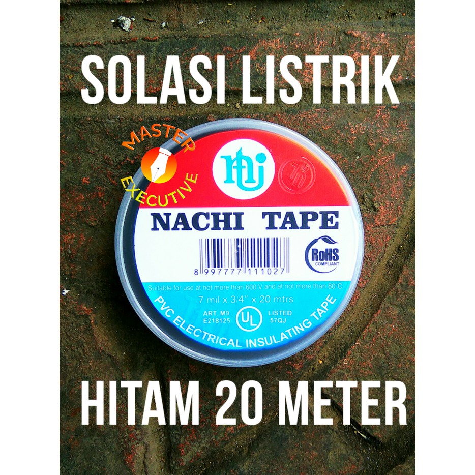 [Roll] Nachi PVC Electrical Insulating Tape / Solasi Kabel Listrik Hitam 3/4 Inch x 20 meter