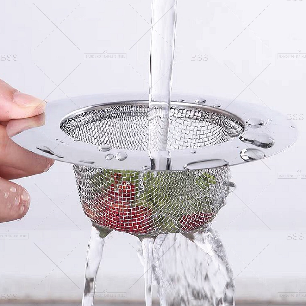 Saringan Filter Kitchen Sink Wastafel Stainless Mesh Sink Strainer Tempat Cuci Piring