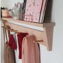 Rak Dinding Gantungan Baju/Tas/Kunci Minimalis Jati Belanda