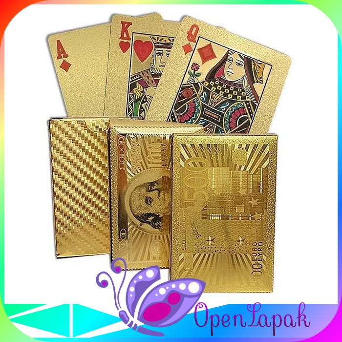Kartu Remi Lapisan GOLD FOIL Golden Mewah KARTU POKER CARD Artistik ANTI AIR WATERPROOF KOLEKTOR
