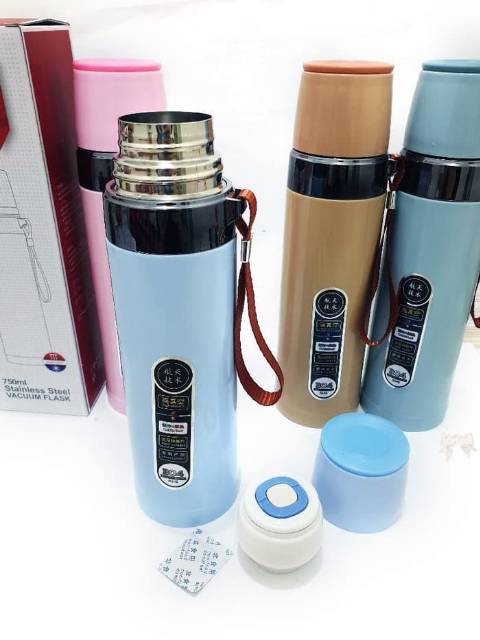 Termos 750ml pure healthy hsppy/ botol steel vacum/ termos air panas 750mil