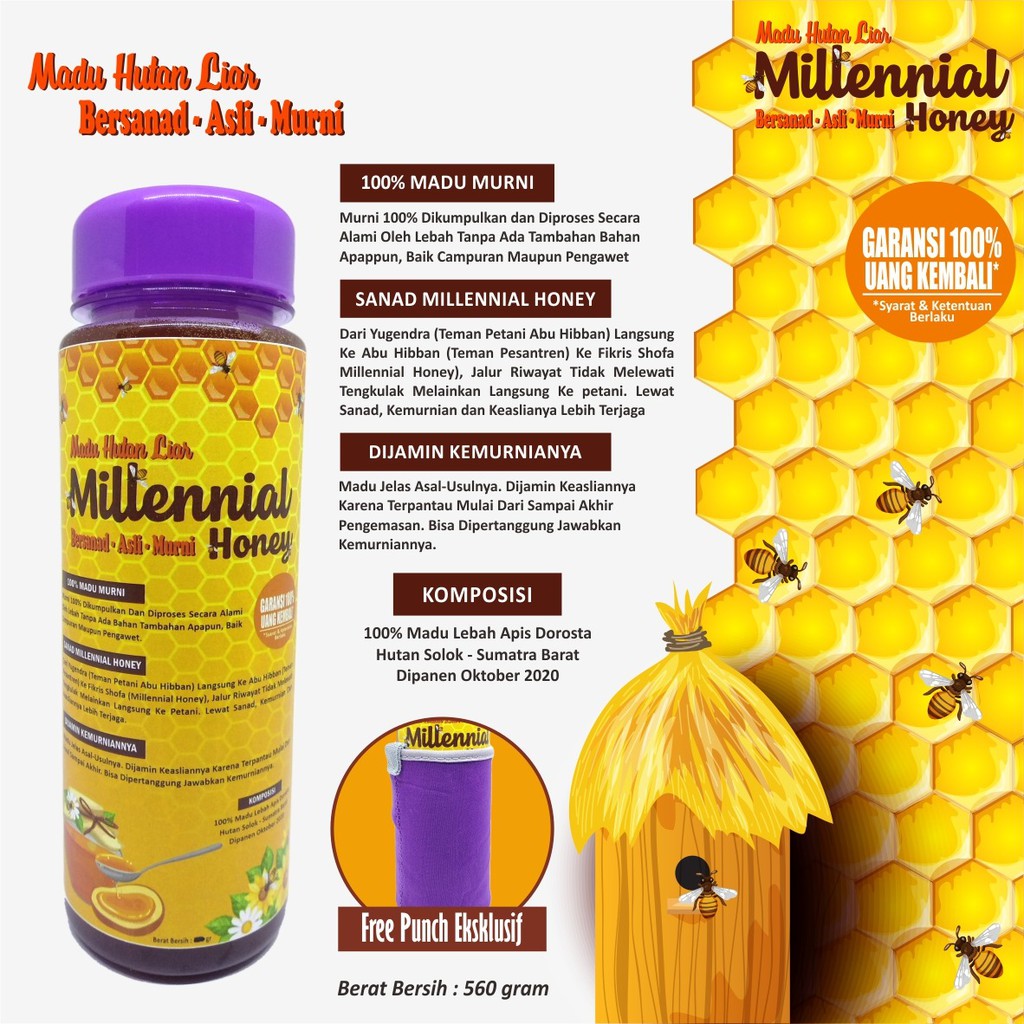 Madu Hutan Sumatra / Madu Asli Millenial Honey / Madu Sarang Lebah 670gr - Millenial Honey -