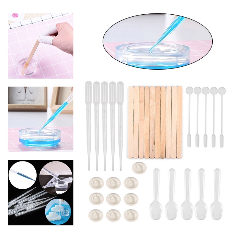 SIY  35 Pcs/Set Resin Mold Tools Kit Dropper Stirring Rod Finger Cots for DIY Epoxy UV Resin Jewelry Making Tools