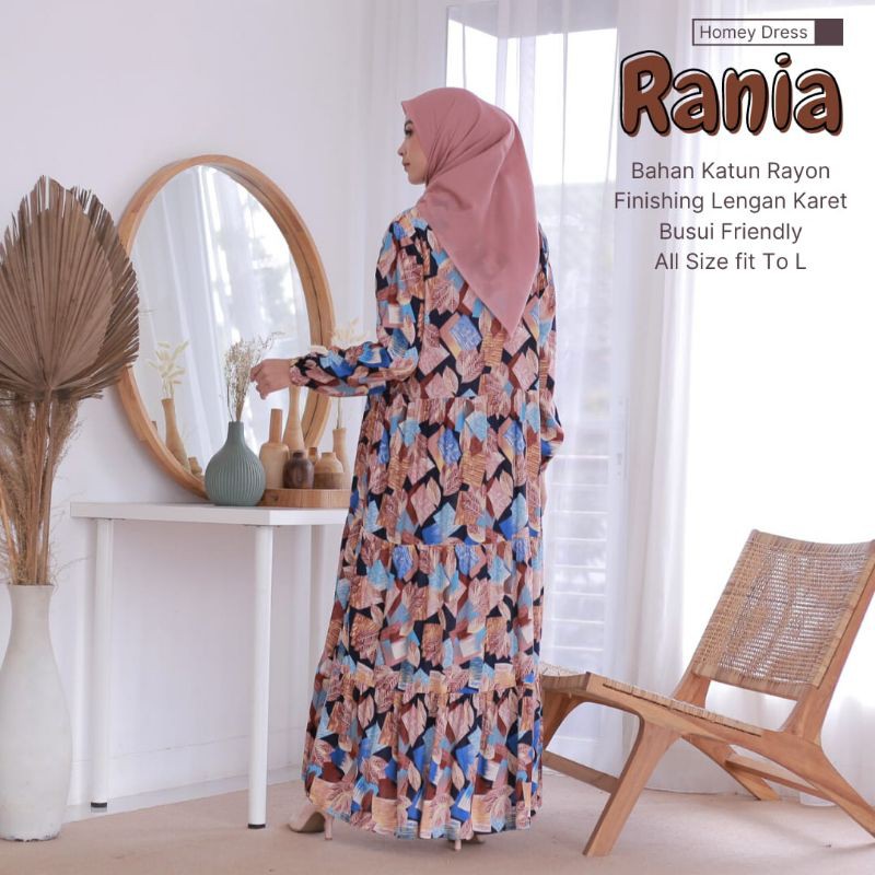 New - Homey Dress Motif Rania Gamis Dewasa Jumbo Bahan Katun Rayon Premium Nyaman Dipakai Bisa Cod