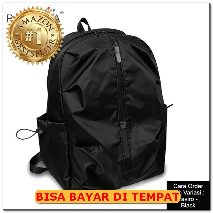 22893 Black Multifungsi Ransel Wanita Impor Tas Punggung Cewek Ba OR215 Peonia Pria Unisex Import B