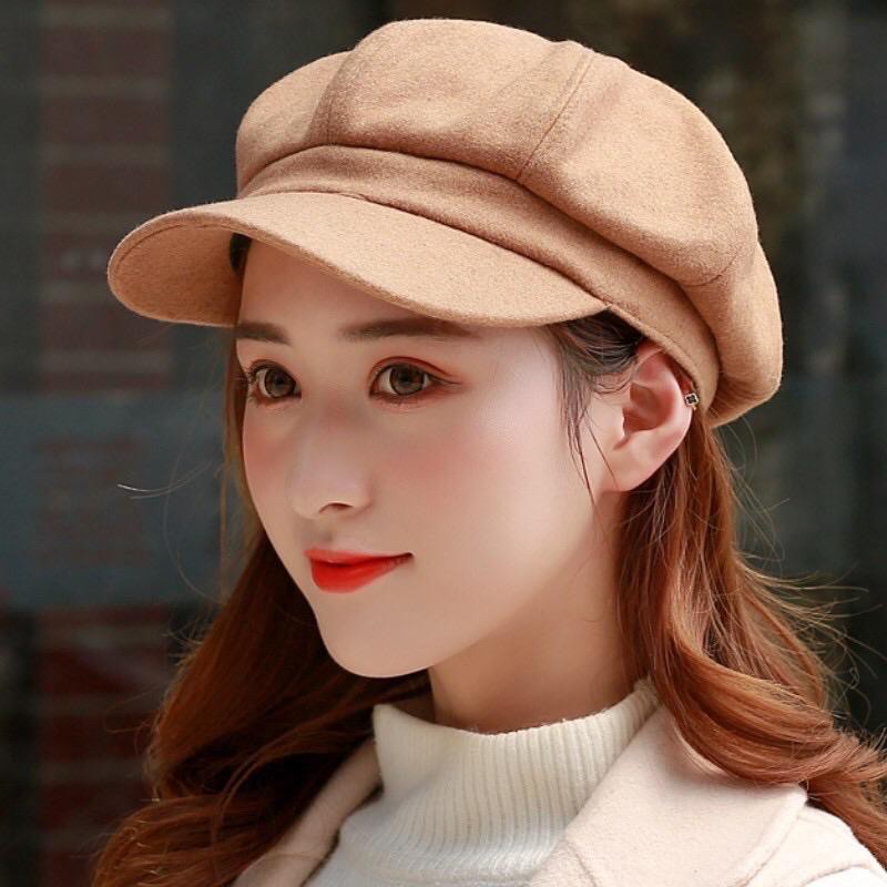 Topi Beret Oktagonal Bahan Katun Gaya Korea Retro untuk Wanita S16