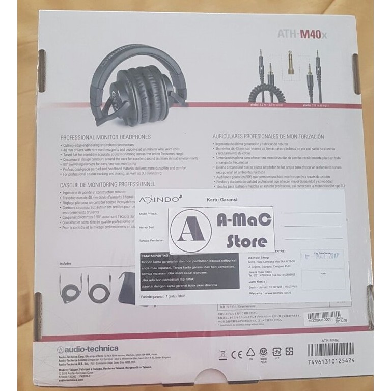ORIGINAL Audio Technica ATH-M40X Monitoring Headphone - Hitam TERLARIS