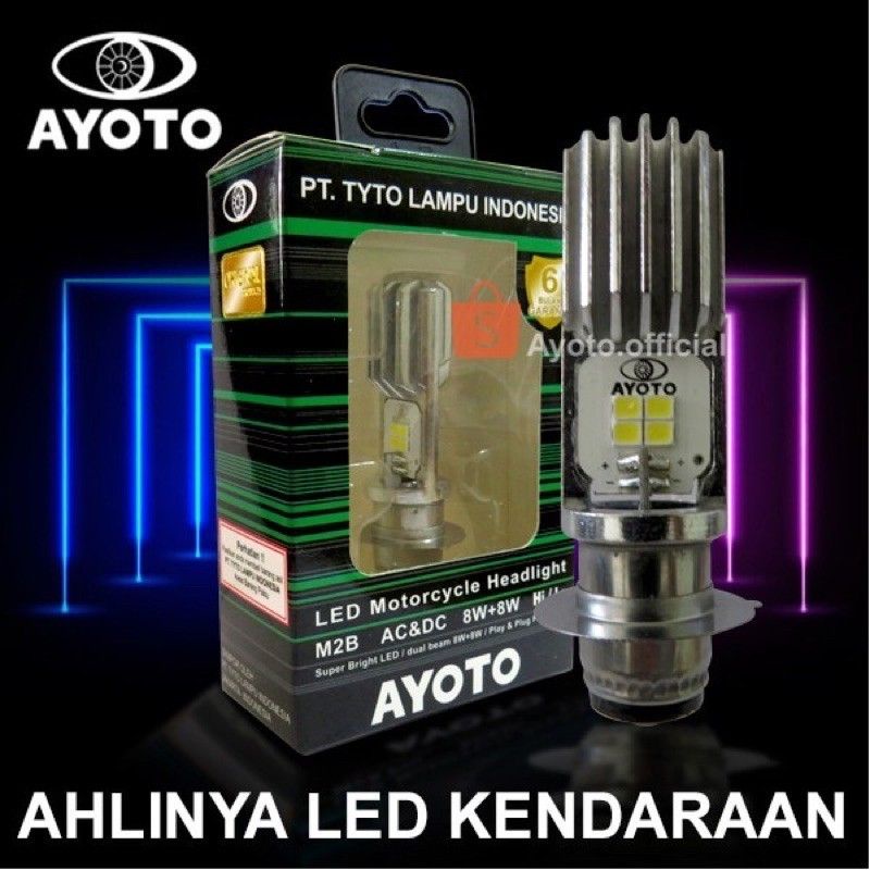 Lampu LED depan AYOTO M2B AC&amp;DC 8Watt H6 beat,Vario,Mio dll