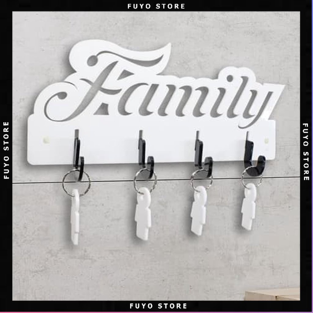 CMRRG - Rak Gantungan Kunci Set Sama Gantungan Motif FAMILY /Rak Gantung  / Rak Serbaguna / Rak Mult