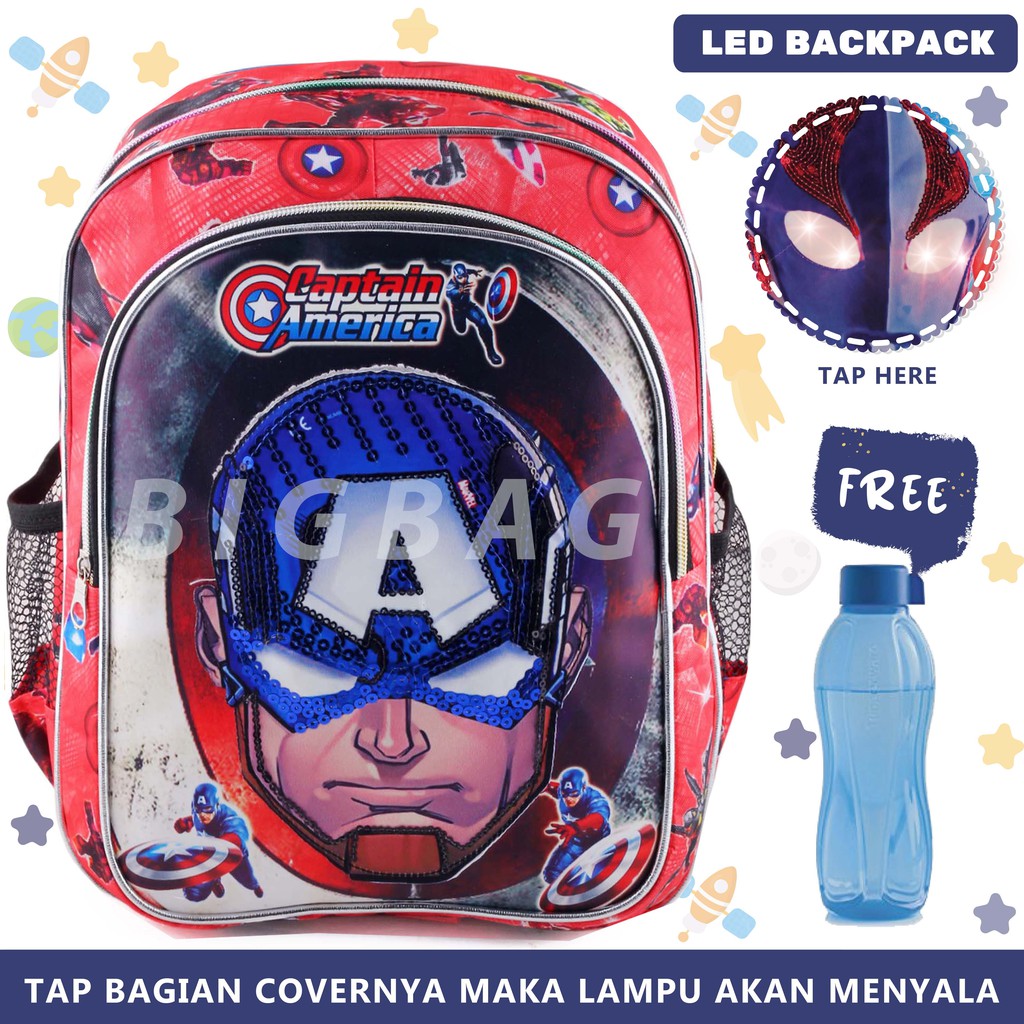 PTS - Ransel Sekolah Anak Cowo / Laki Laki Karakter - EXTRA - THE FORBIDDEN   - RANSEL LED - LED BACKPACK + BOTOL