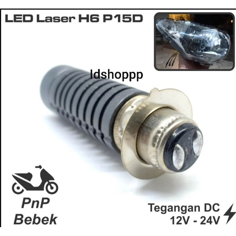 LAMPU LED H6 LENSA HI-LOW DUA WARNA KUNING - PUTIH AC/DC BEBEK MATIC PREMIUM QUALITY