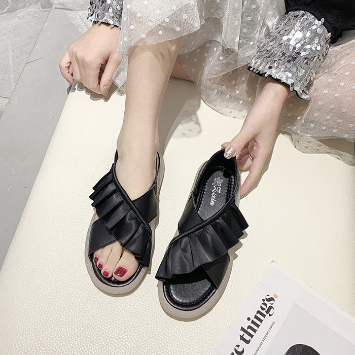 8559 Sandals Wanita Flat Shoes Import Murah Sendal Slip on