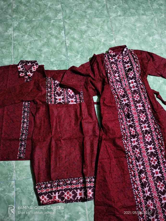 Batik Couple Keluarga Maura Couple Sania Ruffle Ori Ndoro Jowi Dnt Termurah Motif Mega Mendung Merah