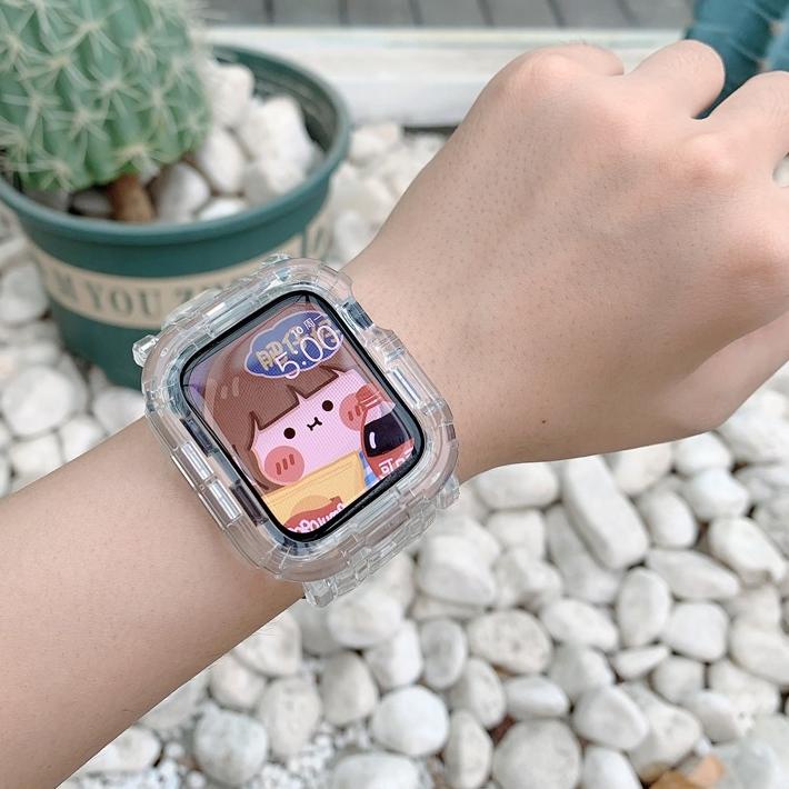 Koleksi Terbaru.. Tali✅Glacier Strap Watch Transparent Strap For Apple Watch T55 T500 HW12 HW16 HW22