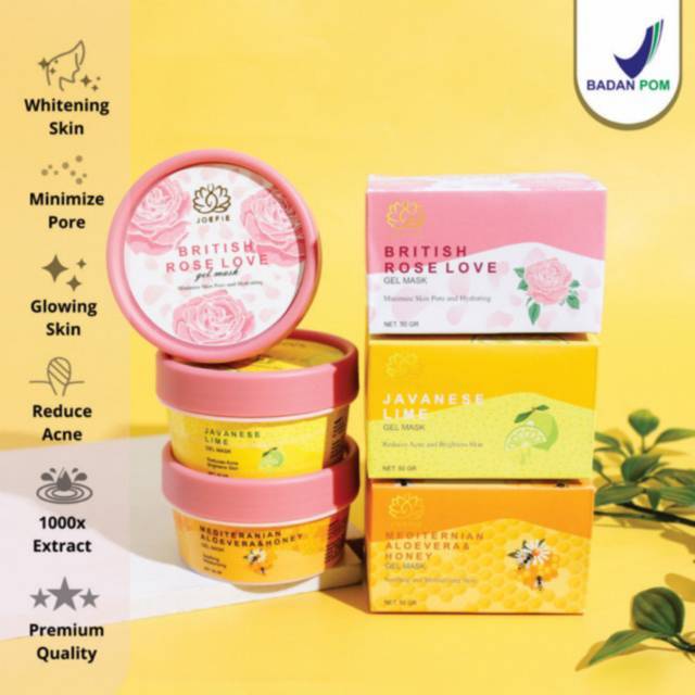 GEL MASK JOEFIE MASKER ORGANIK JAVANESE LIME - BRITISH ROSE LOVE