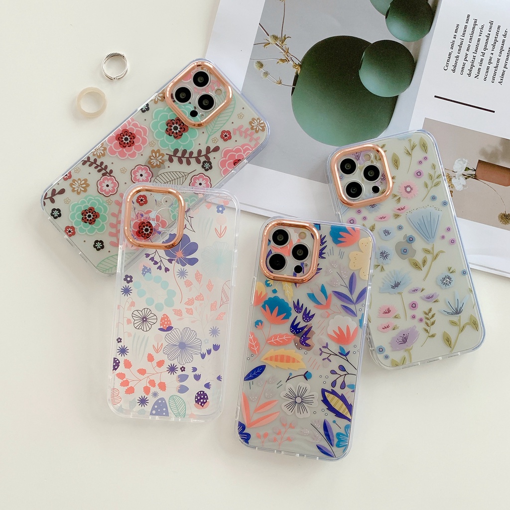 Casing Iphone 13 Pro Max 12 11 Pro Xs Max Xr X 7 + 8 + Motif Lukisan Bunga Dan Daun