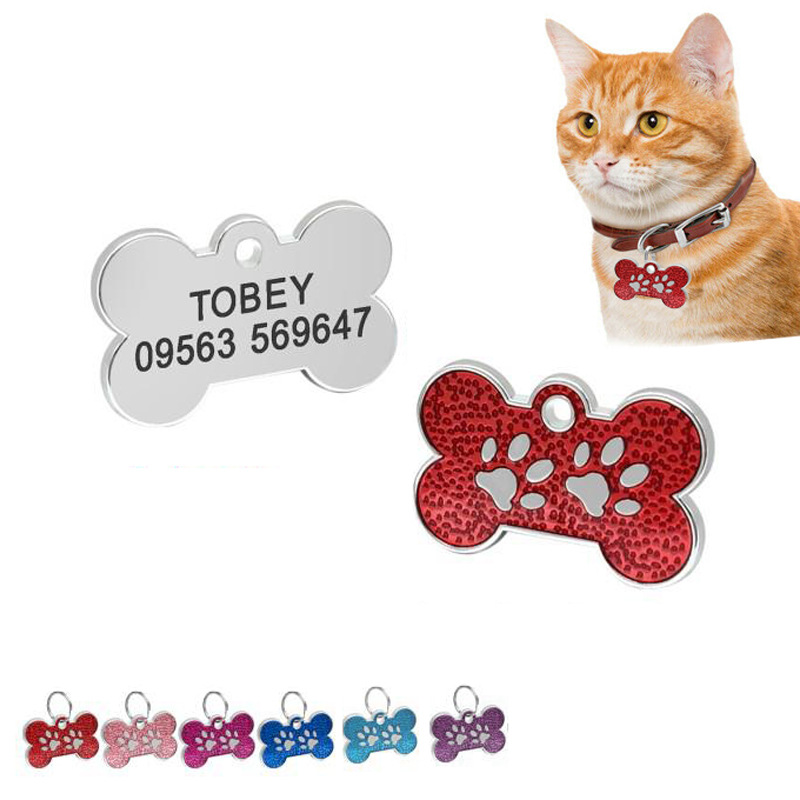 Kalung Liontin Tag Ukiran Nama Alamat Nomor Untuk Aksesoris Anjing Kucing Peliharaan