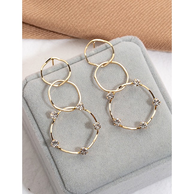 LRC Anting Tusuk Fashion Round Stitching Stud Earrings F4882X