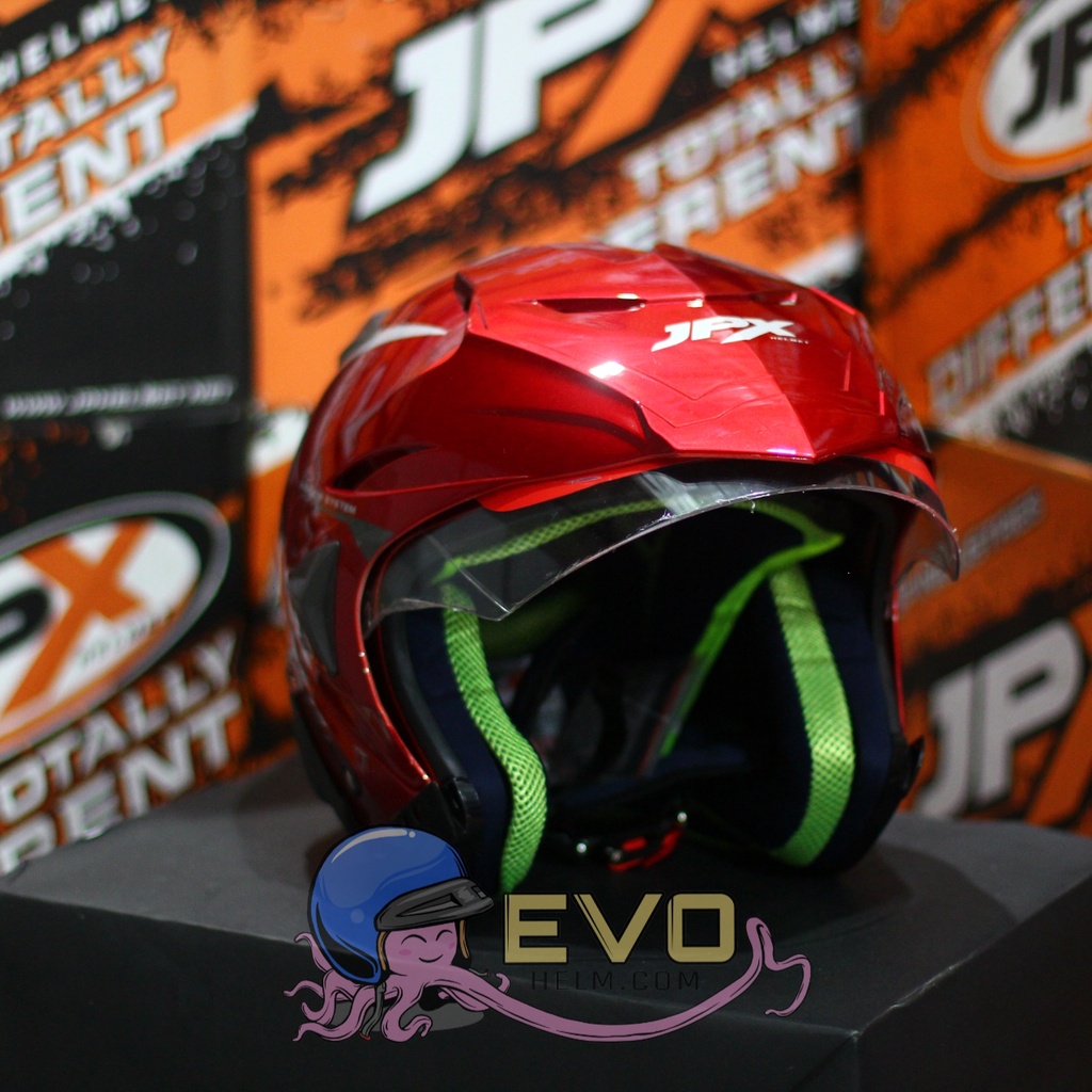 HELM JPX HALFFACE_JPX Z-BLAST - RED SCARLET GLOSS ( ONGKIR 2KG) JPX HALFFACE JPX SEMICROSS JPX ZBLAST MAROON RED