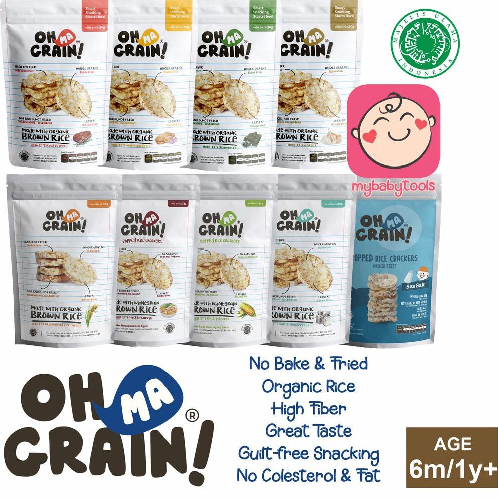 

oM9Code OH MA GRAIN OHMAGRAIN ORGANIC POPPED RICE CRACKERS KERIPIK BERAS 50gr X6H4 (ready)