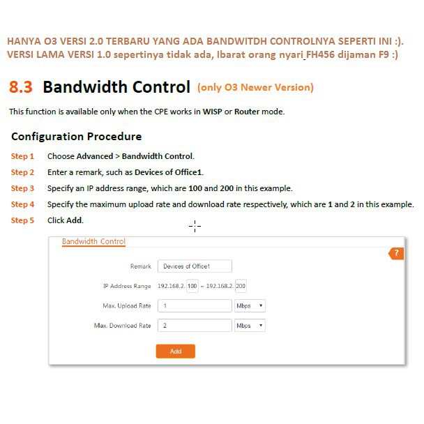 Tenda Acesspoint Outdoor O3 / Tenda 2GHz 12dBi Waterproof Access Point