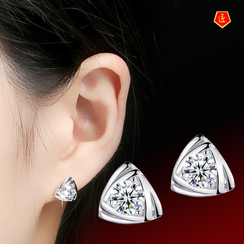 [Ready Stock]Original Triangle Diamond Silver Earrings