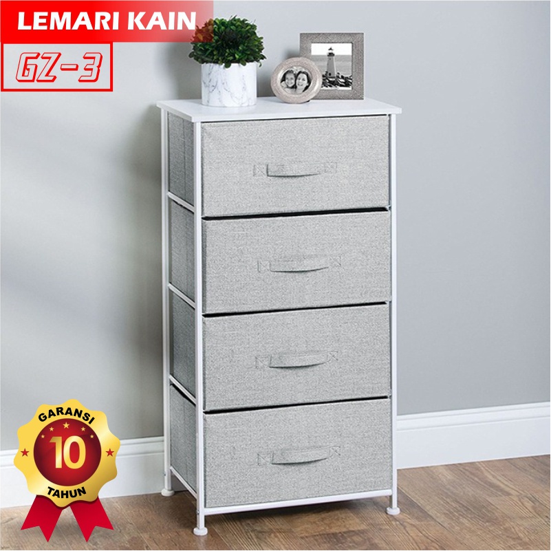 Lemari Sisi Ranjang 4 Laci Kain Linen Portable Kode Gz-3 - ORANGEHOME