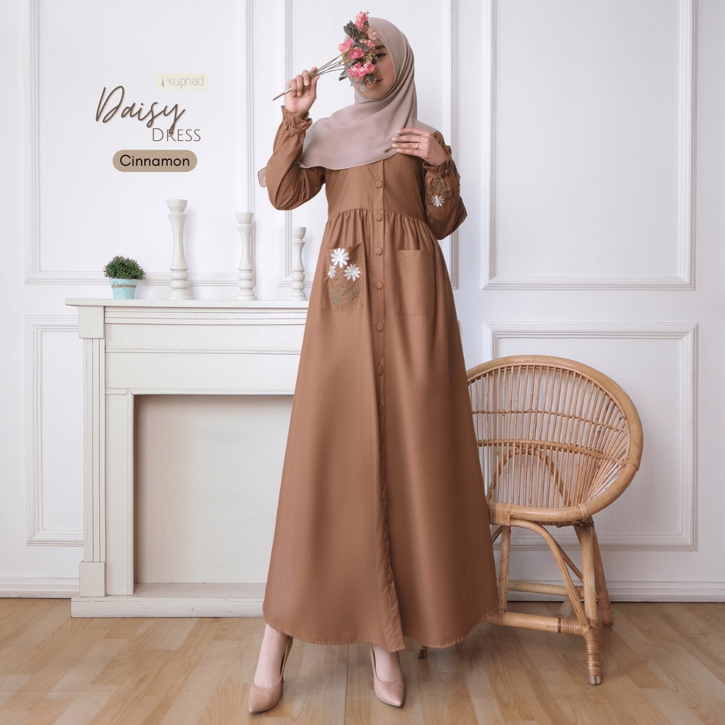 KUPNAD Gamis Katun Premium Toyobo  bordir bunga esther - Daisy Dress