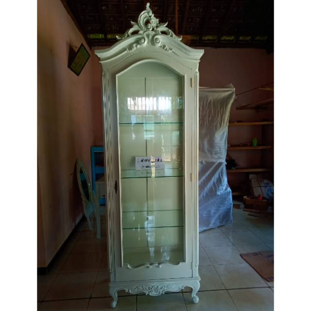 Lemari pajangan klasik lemari kaca lemari putih lemari 1 pintu lemari ukiran Furniture jepara