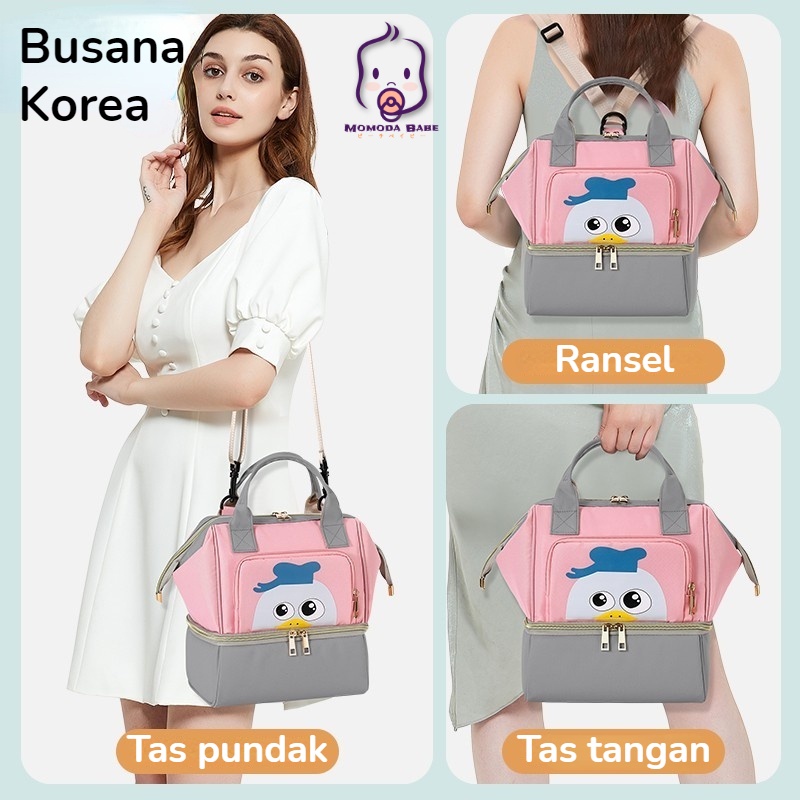 MOMO Tas Asi Cooler Bag Dan Tas Bayi/ 2in1 Multifungsi Fashion Cooler Bag Asi / Diaper Bag Ransel/ Tas Wanita Korea