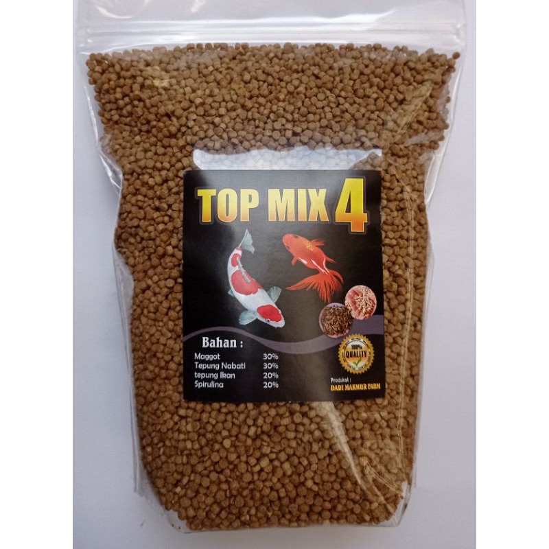 1KG PELET MAGGOT TOP MIX4 size 1mm Pakan ikan koi louhan oscar mas koki arowana dll