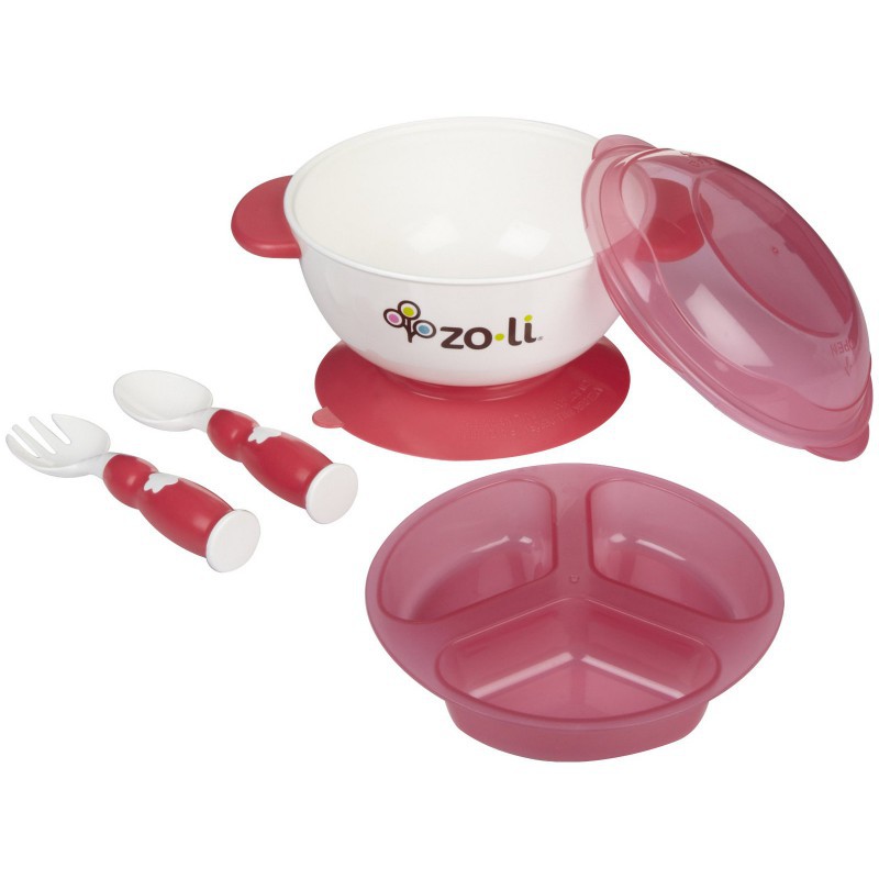 Zoli Stuck Suction Feeding Bowl Kit - Pink