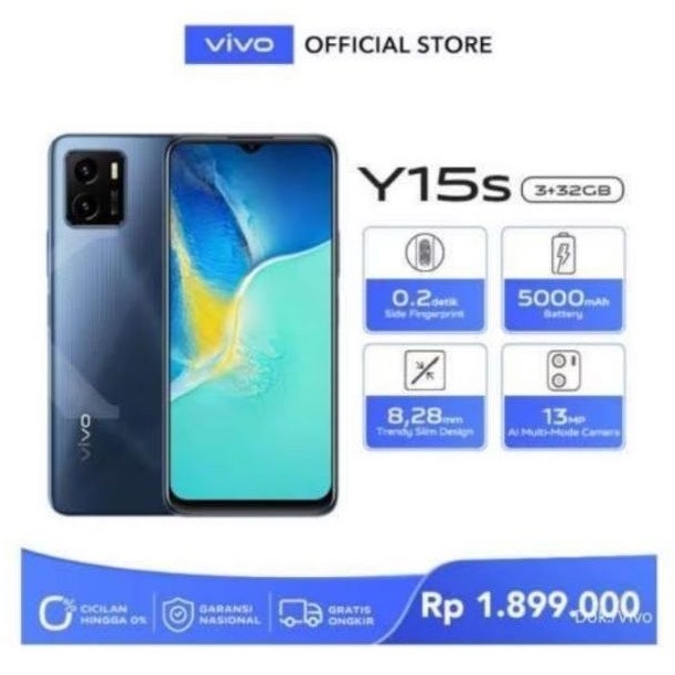 VIVO Y15S BARU RAM 3/32GB SEGEL GARANSI RESMI
