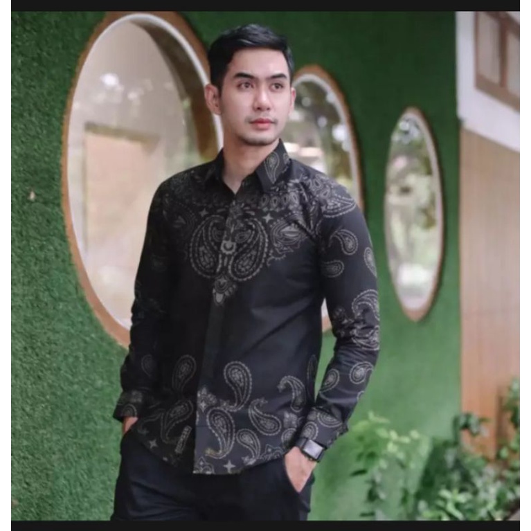 kemeja batik lengan panjang ori solo pria masa kini  berlafis furing slimfit premium modern