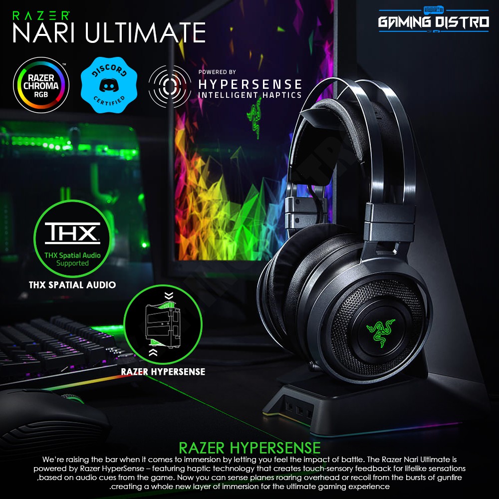 Headset Gaming Razer Nari Ultimate Hypersense - Razer Nari Ultimate Chroma Wireless