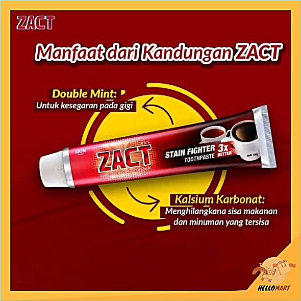 ORIGINAL ZACT Pasta Gigi 190gr / ZACT Stain Fighter / HELLOMARTID