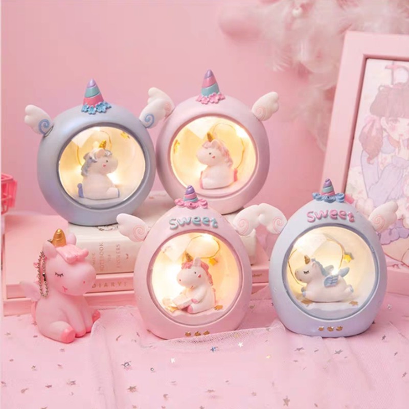Unicorn Moon Ornamen Lampu Malam - Hadiah Anak-anak Bayi Perempuan Kamar Tidur Dekorasi Rumah Lampu