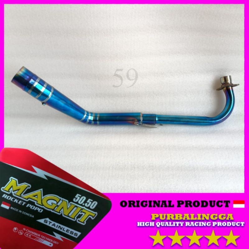 Pipa leher knalpot racing kolong JUPITER Z VEGA GRAND SHOGUN 110  Bluemoon biru stainless