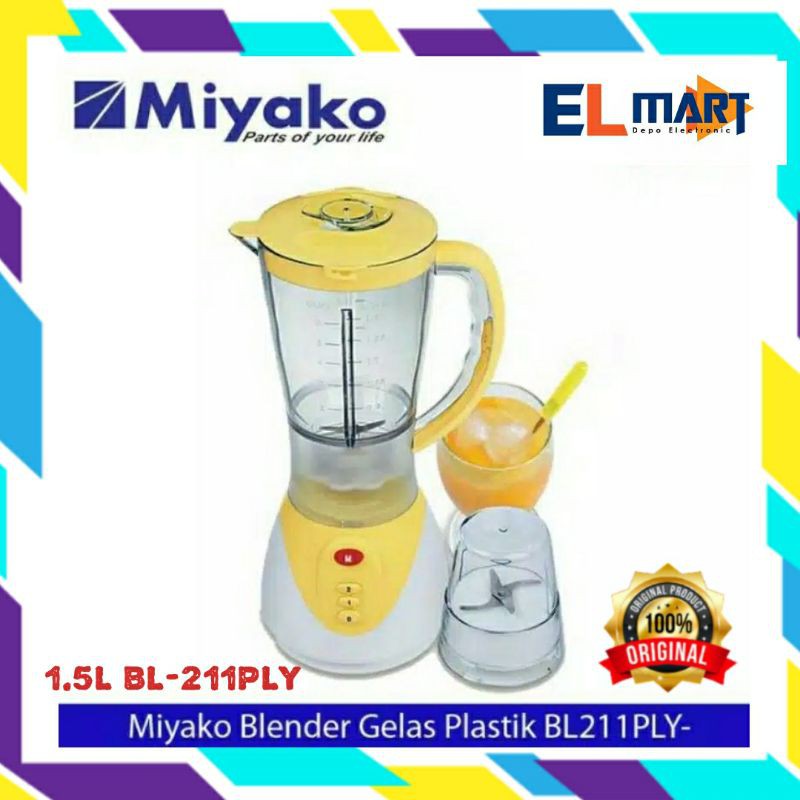 Miyako Blender Gelas Plastik 1,5 Liter BL211PLY - BL 211PLY - 211 PLY Dry Mill Penggiling Bumbu