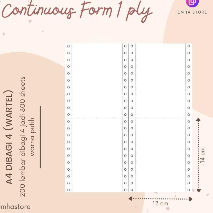 

Kertas Continuous Form Struk PPOB PLN A4 Dibagi 4 Wartel 1 Ply 200 Lembar ↕☈ ☊ (Kirim Langsung)
