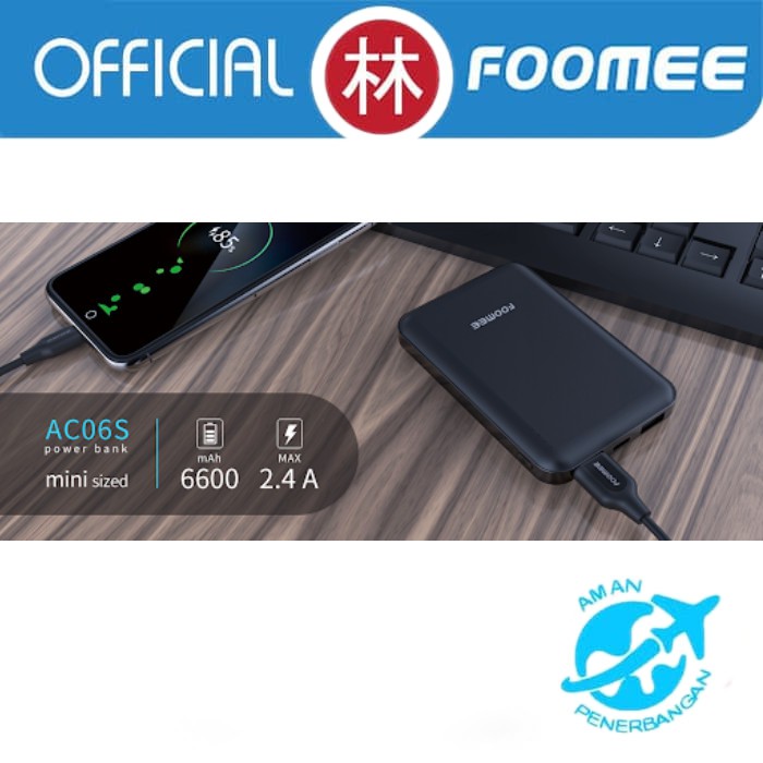 Foomee AC06s 6600mAh Mini Size Fast Charging Powerbank