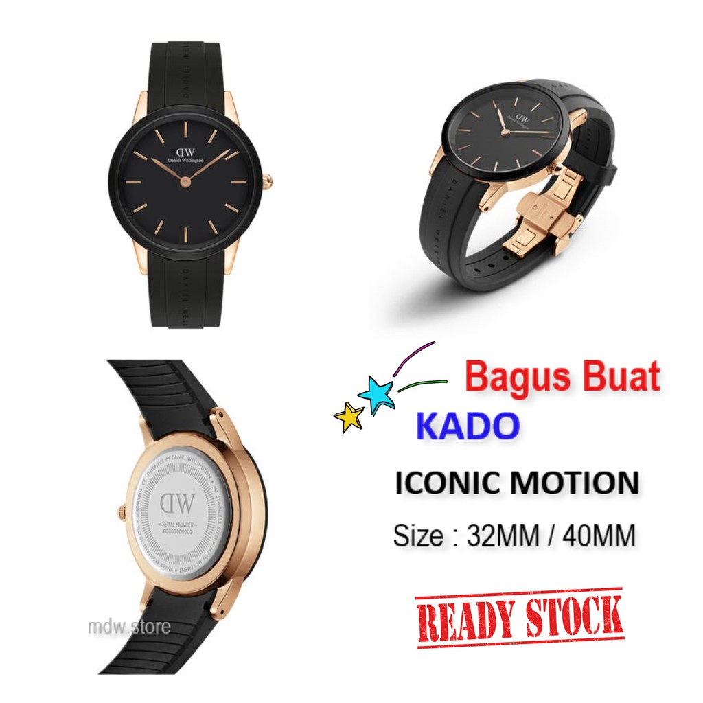 Daniel We**ington Iconic Motion Black Rosegold Jam Tangan Analog