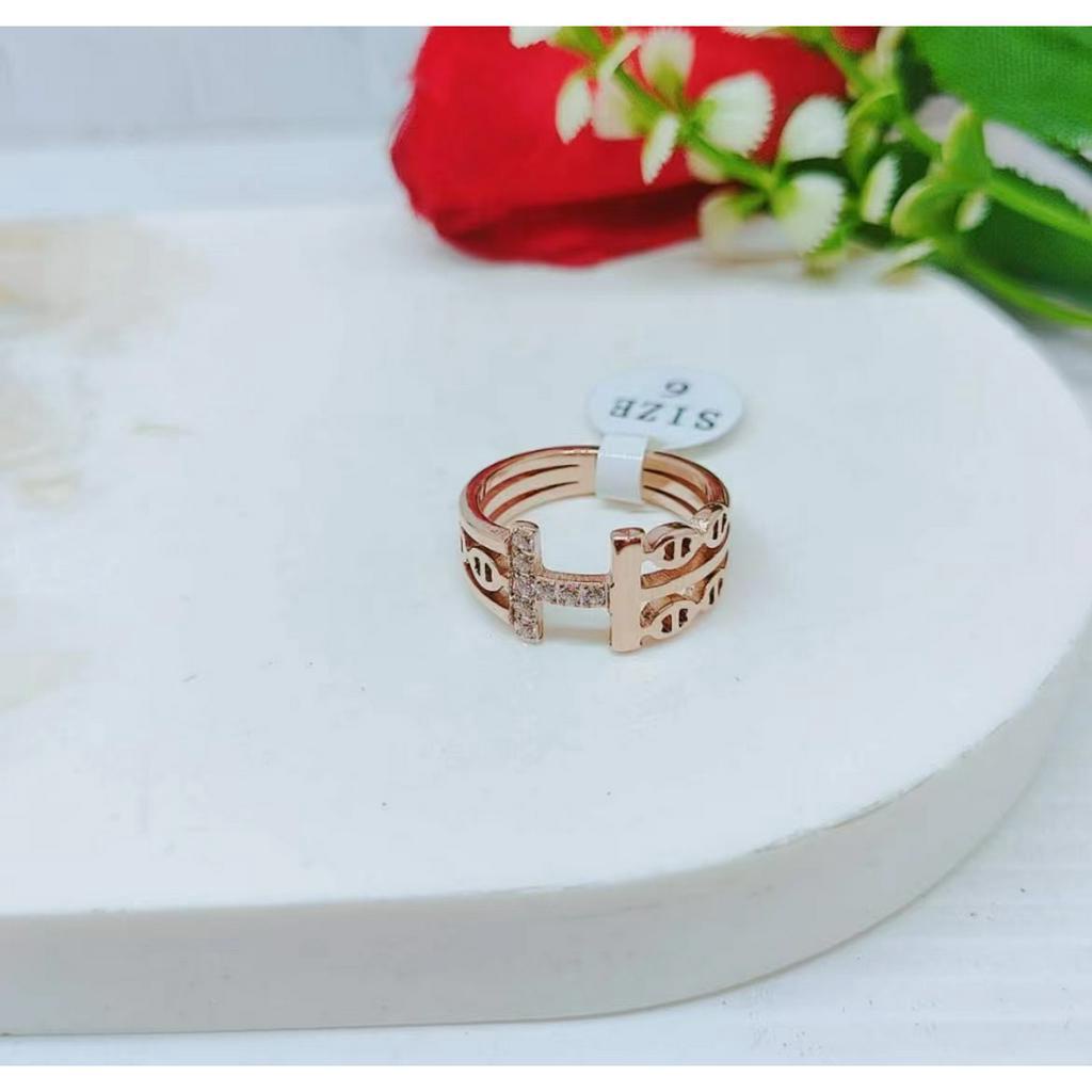 Cincin Titanium Permata Anti Karat Perhiasan Fashion R081/082