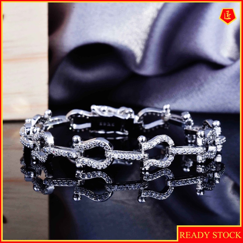 [Ready Stock]Fashion Hip Hop Style Micro-Inlaid Diamond Buckle Bracelet