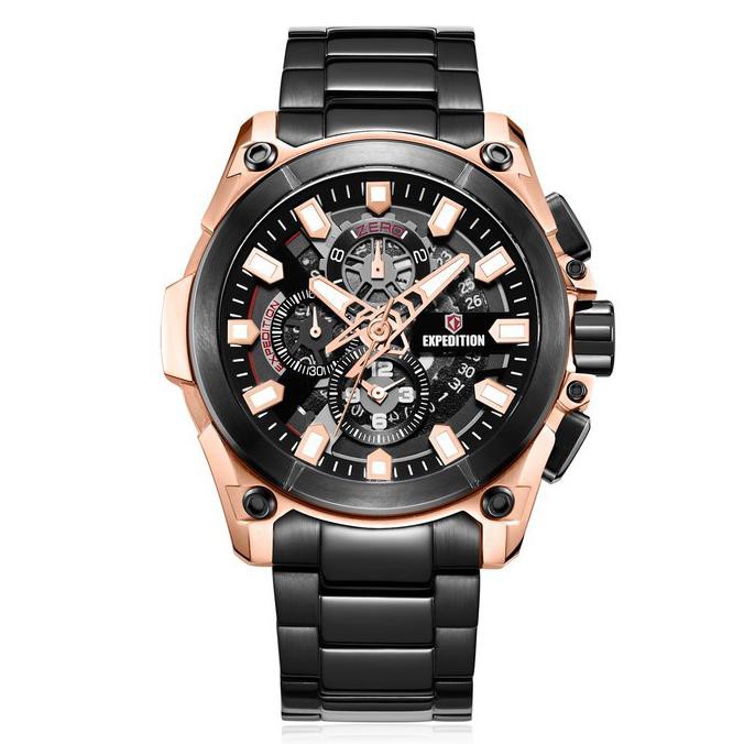 Jam Tangan Expedition E 6793 E6793 Pria Rosegold Black Original Tokobaruandry74