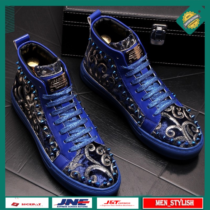 Sepatu Fashion Pria Import 2020 Men Fashion Casual Ankle Boots Spring Autumn Rivets Luxury Brand Hig