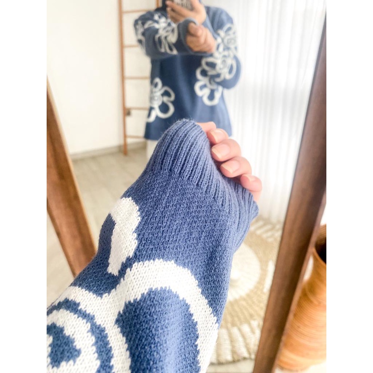 FLOWER SWEATER - SWEATER RAJUT - SWEATER MURAH BANDUNG - RAJUT MURAH