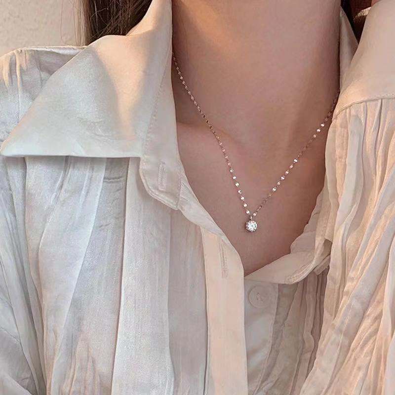 Solitaire Kalung wanita online pengaruh gaya Korea desain minimalis kalung niche ins gaya sweater ca