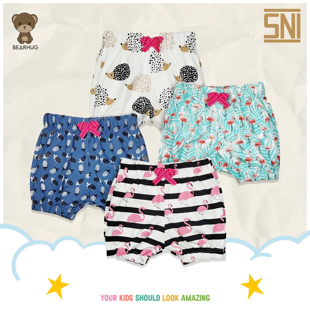 Bearhug Celana Pendek Bayi Perempuan Premium Full Printing XCD6 Cardet 6-18 Bulan